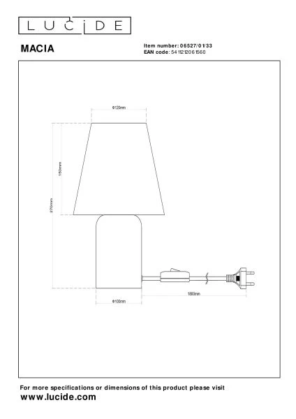 Lucide MACIA - Tafellamp - 1xE14 - Groen - technisch